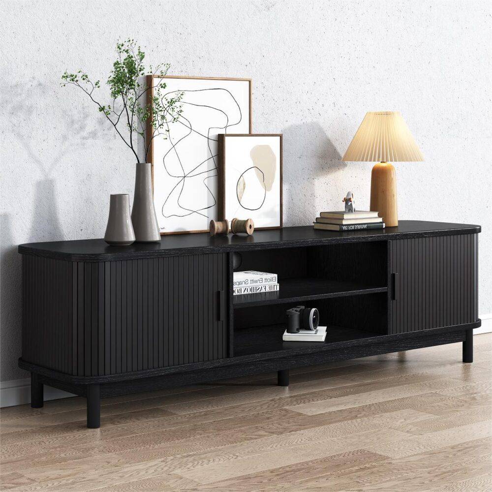 Ribbed Black Entertainment Unit - STripleB 