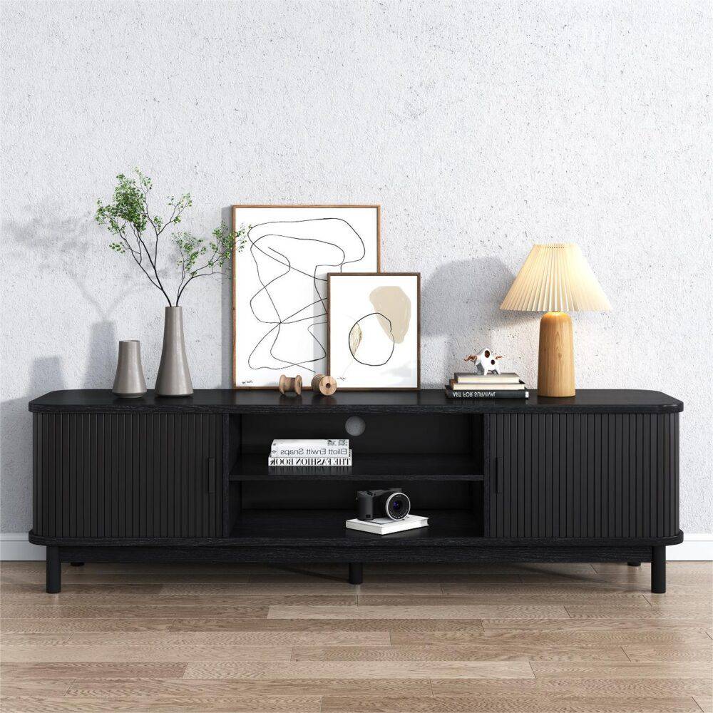 Ribbed Black Entertainment Unit - STripleB 