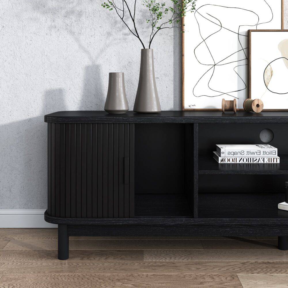 Ribbed Black Entertainment Unit - STripleB 