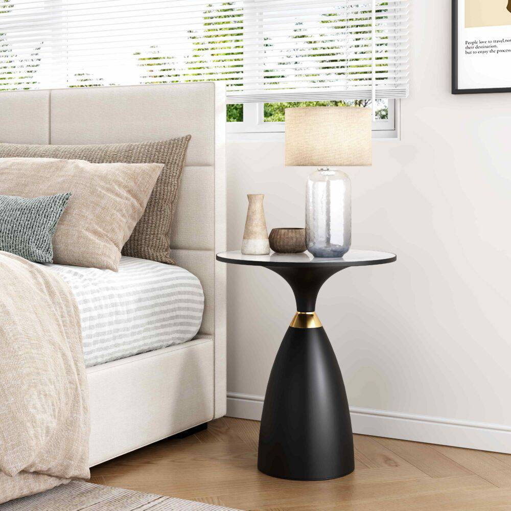 Midnight Elegance Drum Side Table - STripleB 