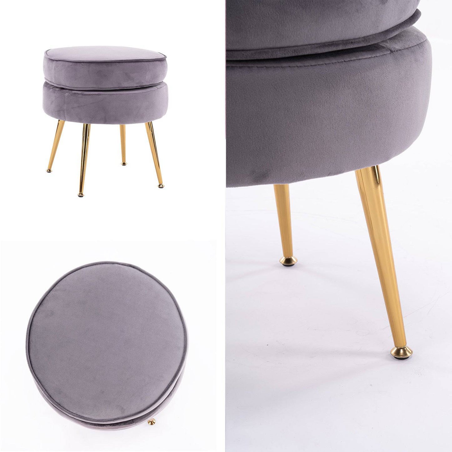 Ottoman Foot Stool - Grey Velvet - STripleB 