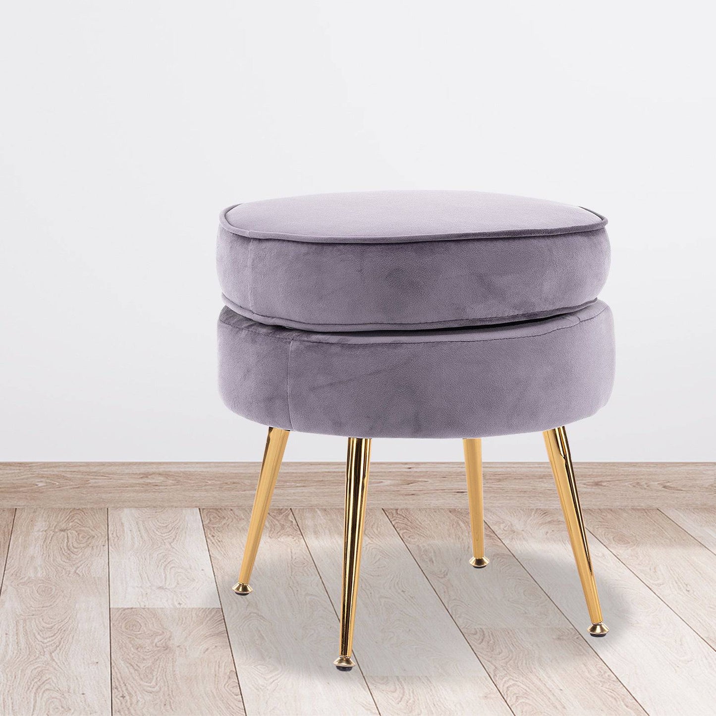 Ottoman Foot Stool - Grey Velvet - STripleB 