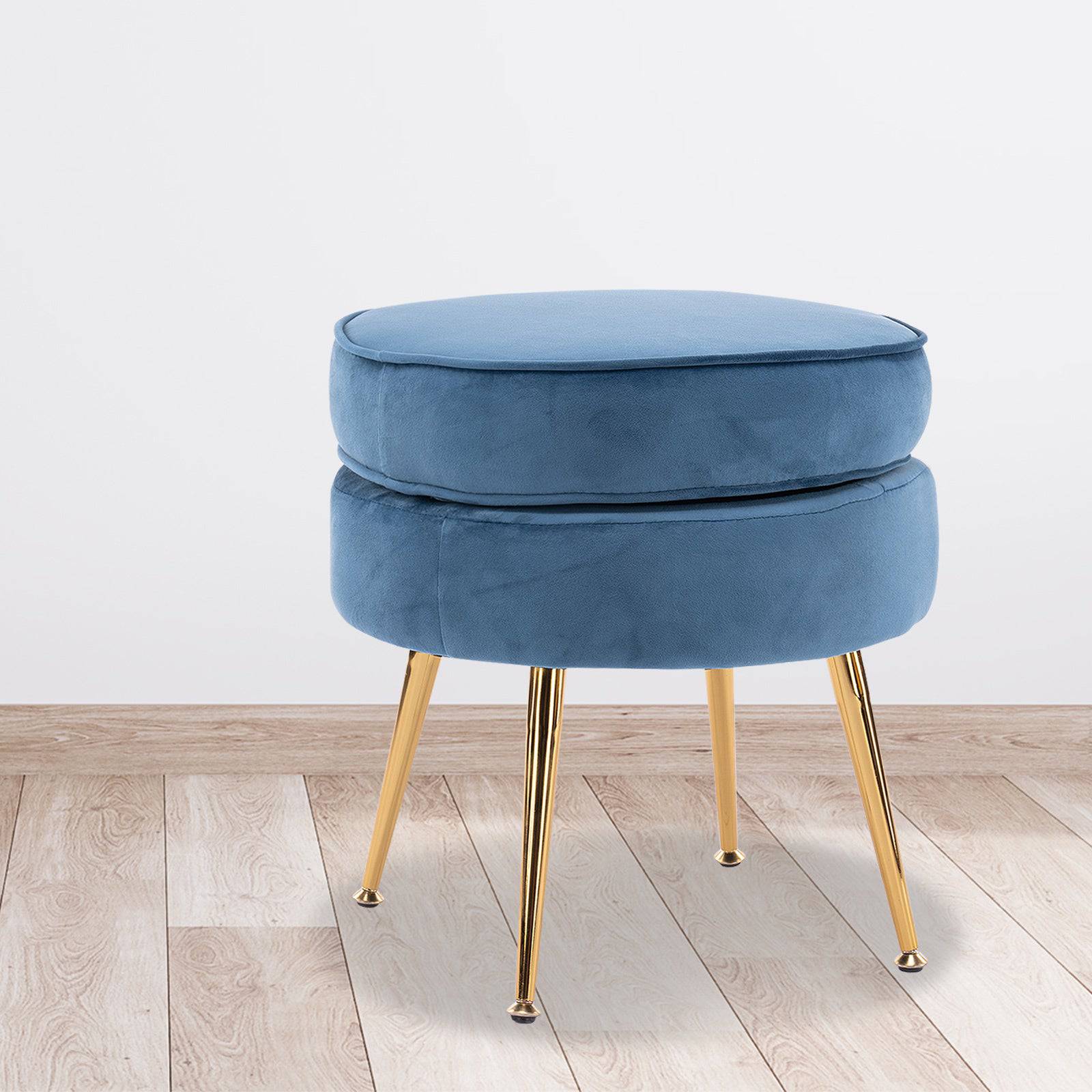 Ottoman Foot Stool - Navy Blue Velvet - STripleB 