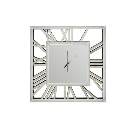 Decorative Silver Mirrored Clock - 60cm - STripleB