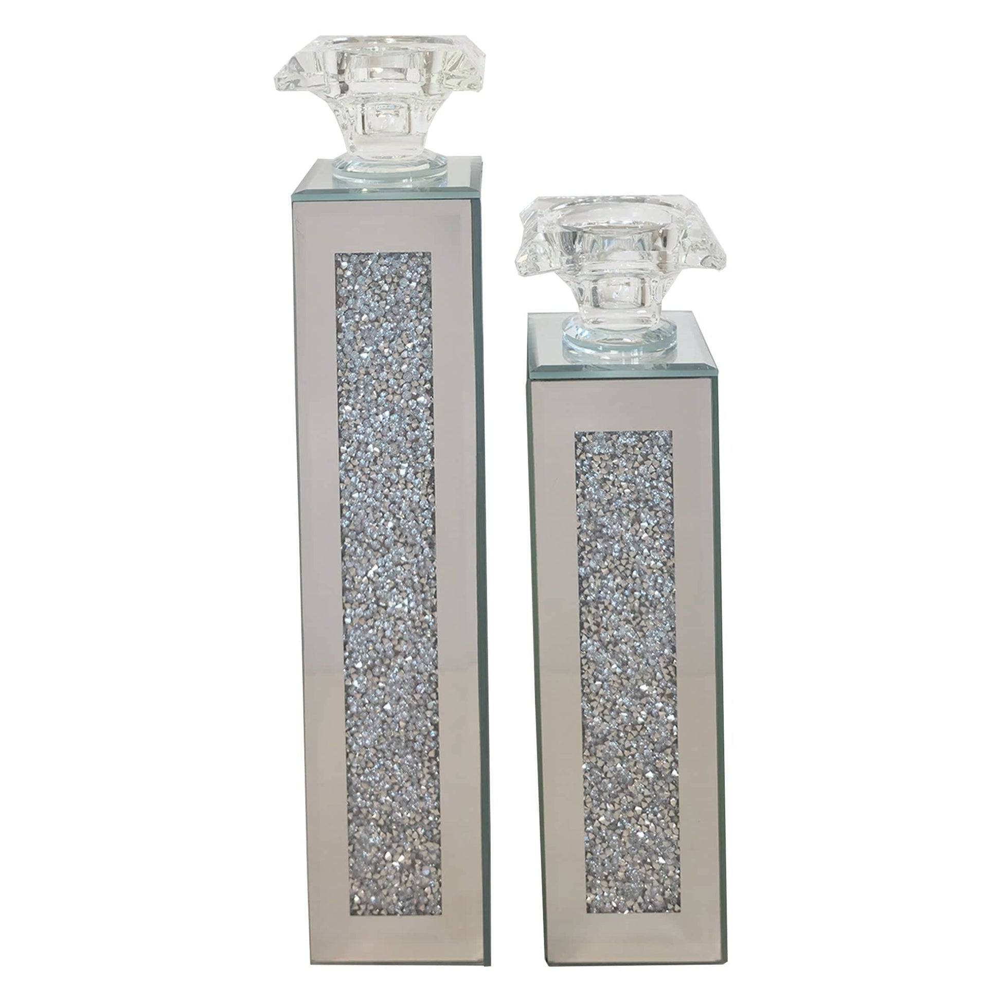 Set of 2 - Crystal Crushed Candle Holder - STripleB 