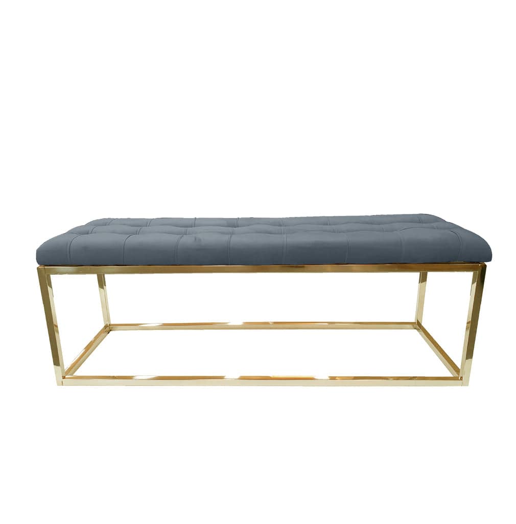 Holly Ottoman Gold Base - Dark Grey Seat - STripleB 