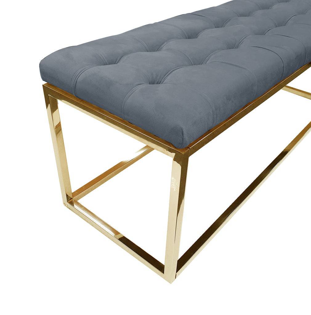 Holly Ottoman Gold Base - Dark Grey Seat - STripleB 