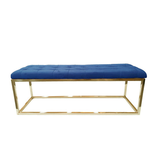 Holly Ottoman Gold Base - Blue Seat - STripleB 