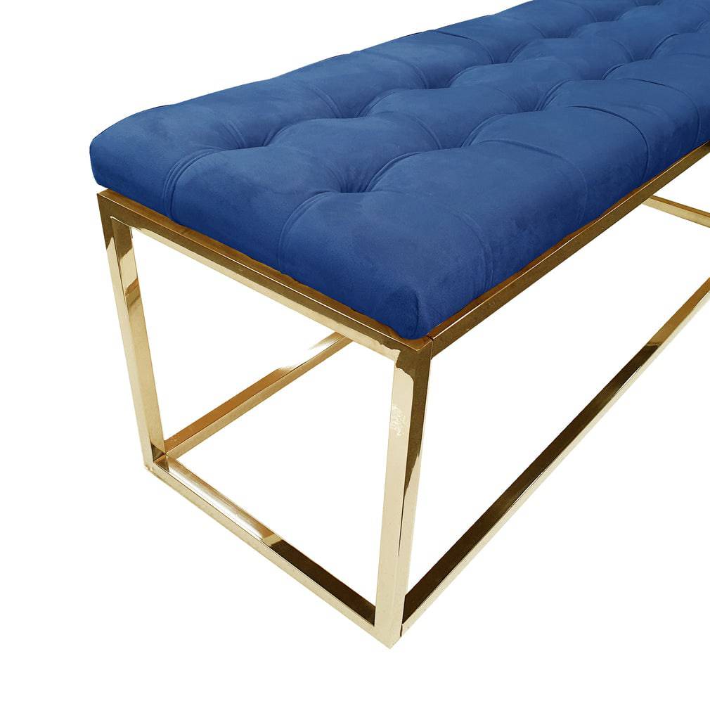 Holly Ottoman Gold Base - Blue Seat - STripleB 