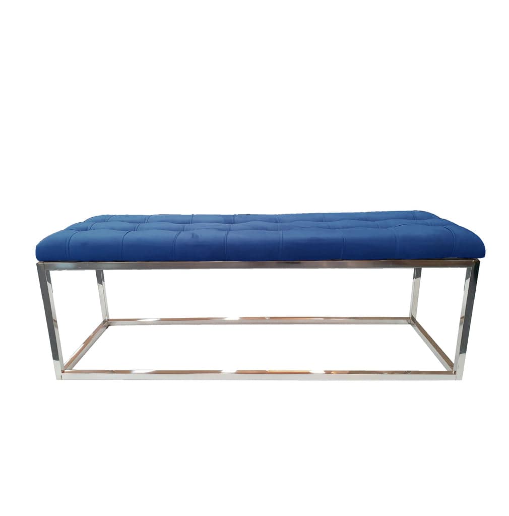 Holly Ottoman Silver Base - Blue Seat - STripleB 