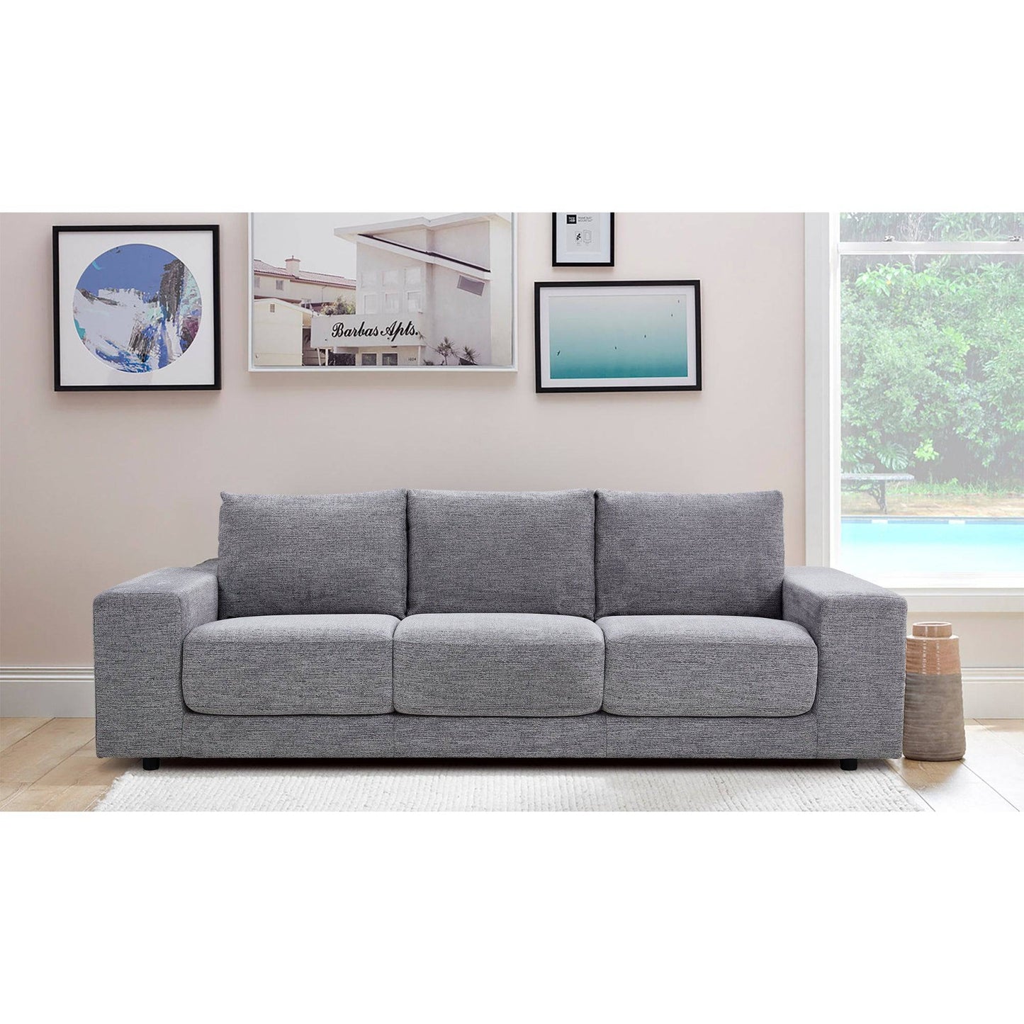 4 + 3-Seater Sofa - Lounge Couch - Fog - STripleB 