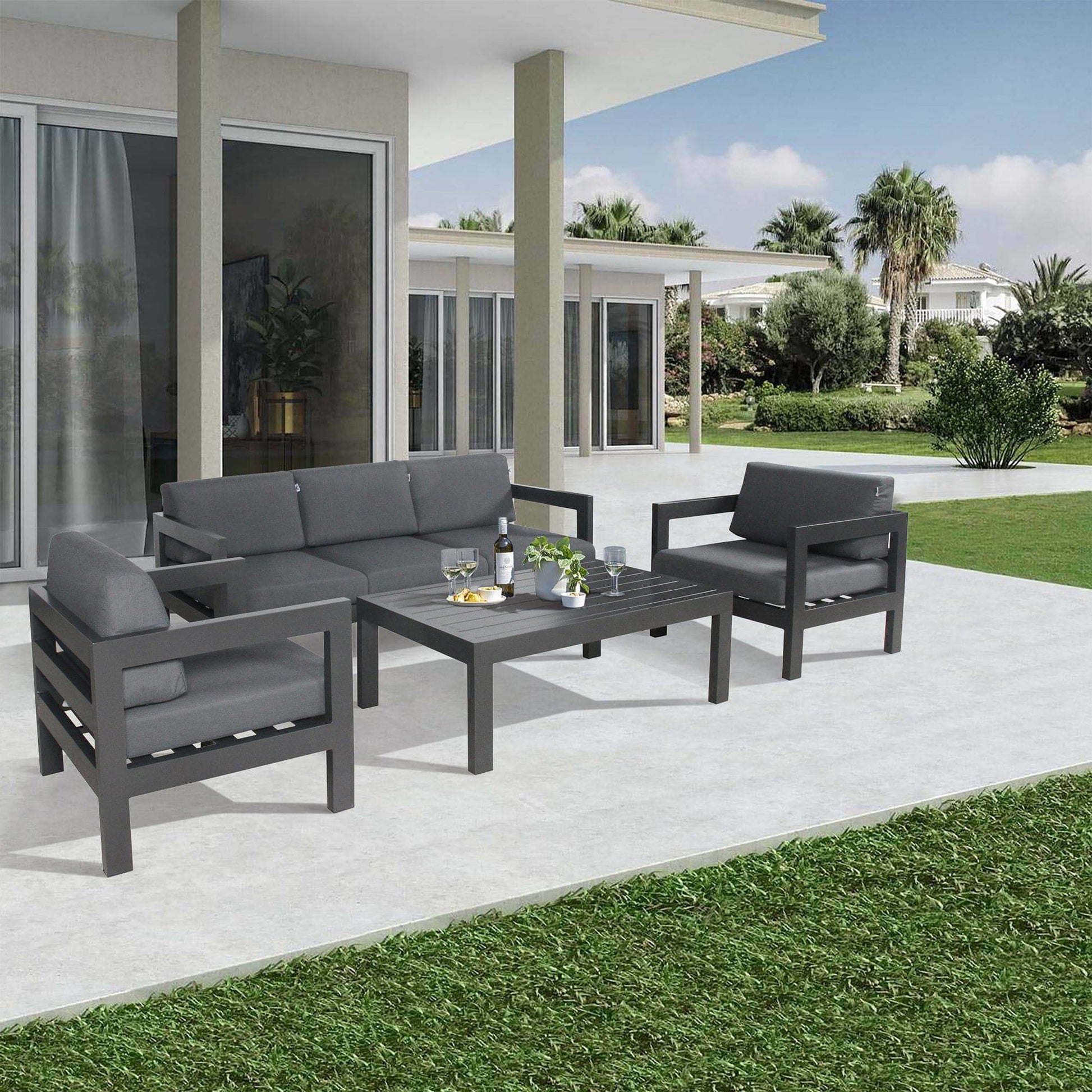 3pc Set 1+1+3 Seater Outdoor Sofa Lounge - STripleB 