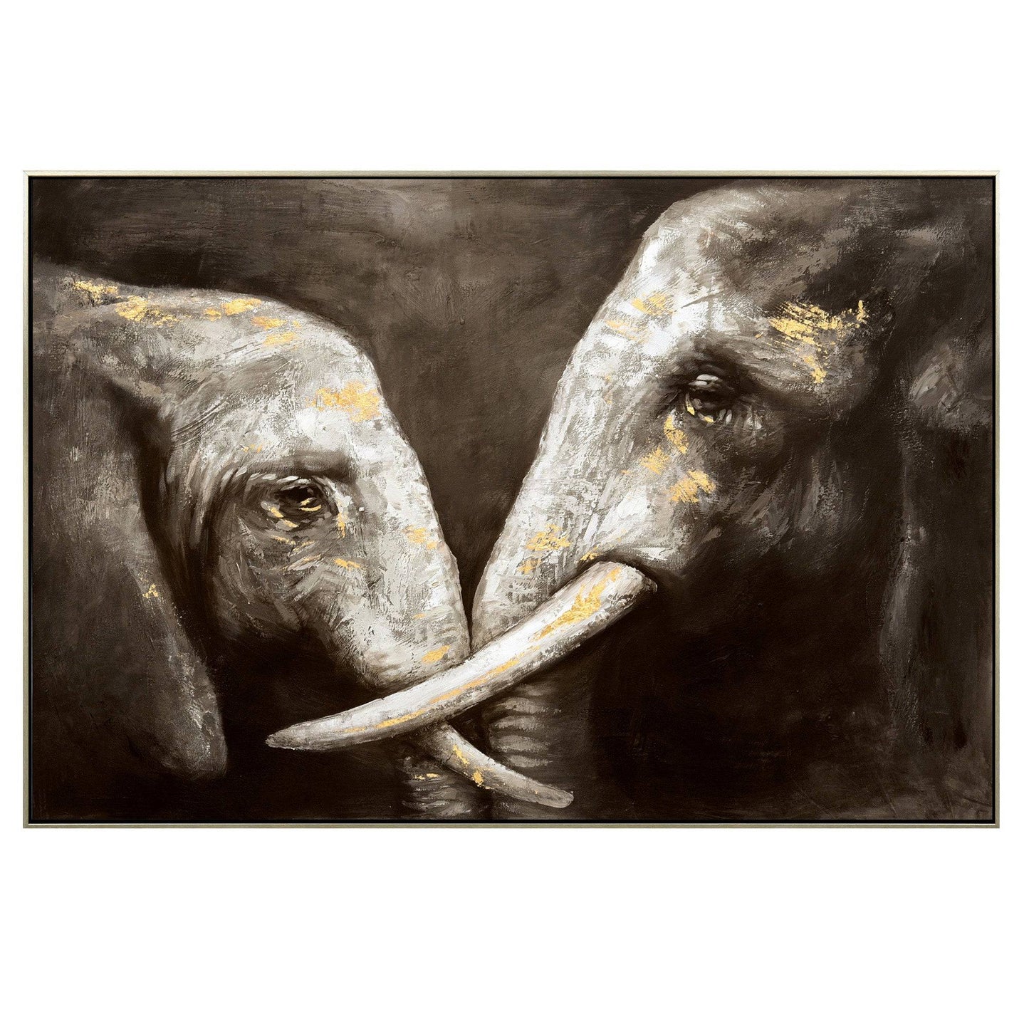 Tusker Ties Champagne Framed Hand Painted Canvas Wall Art - 120X80cm - STripleB 