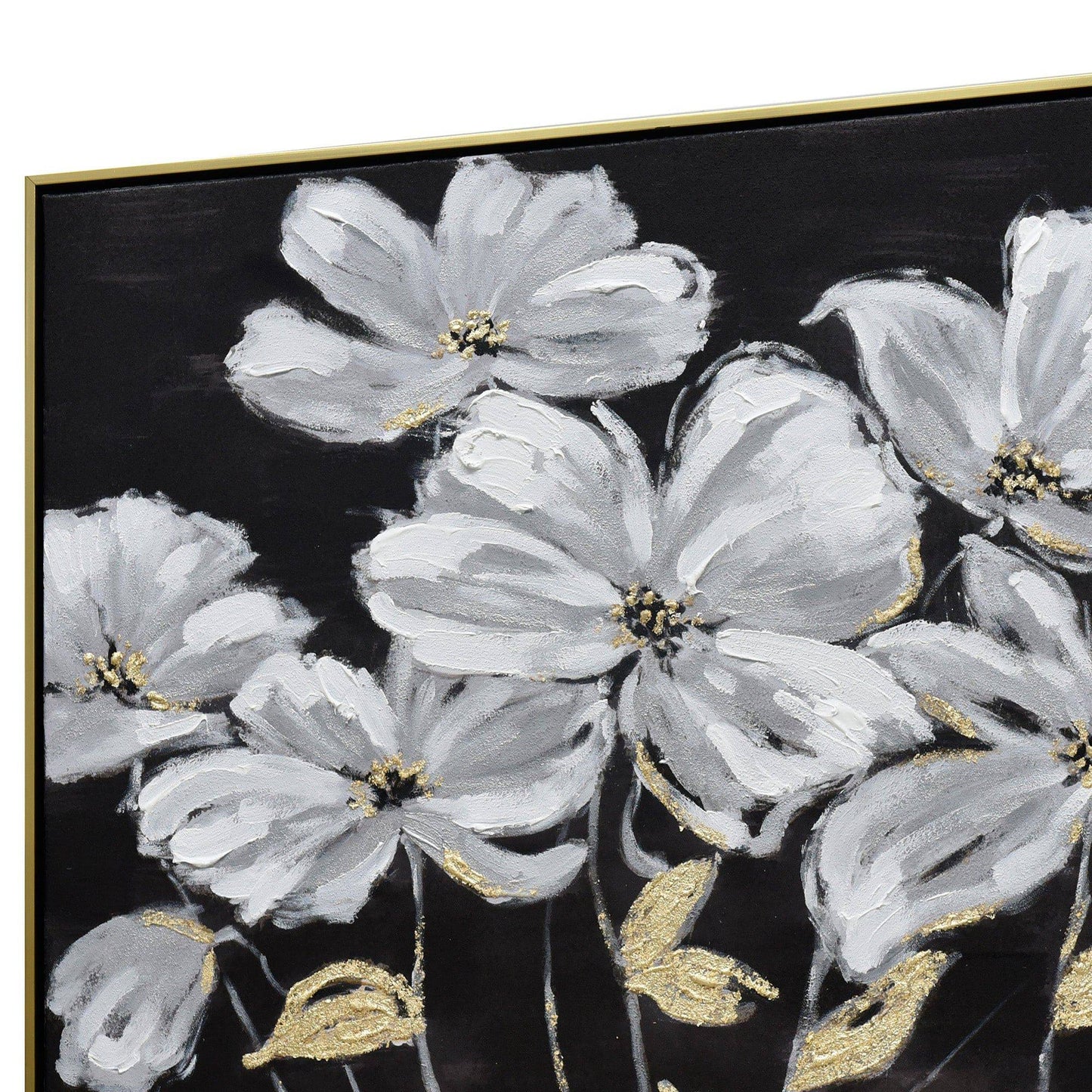 Golden Blossoms Hand Painted Canvas Wall Art - 80X80cm - STripleB 