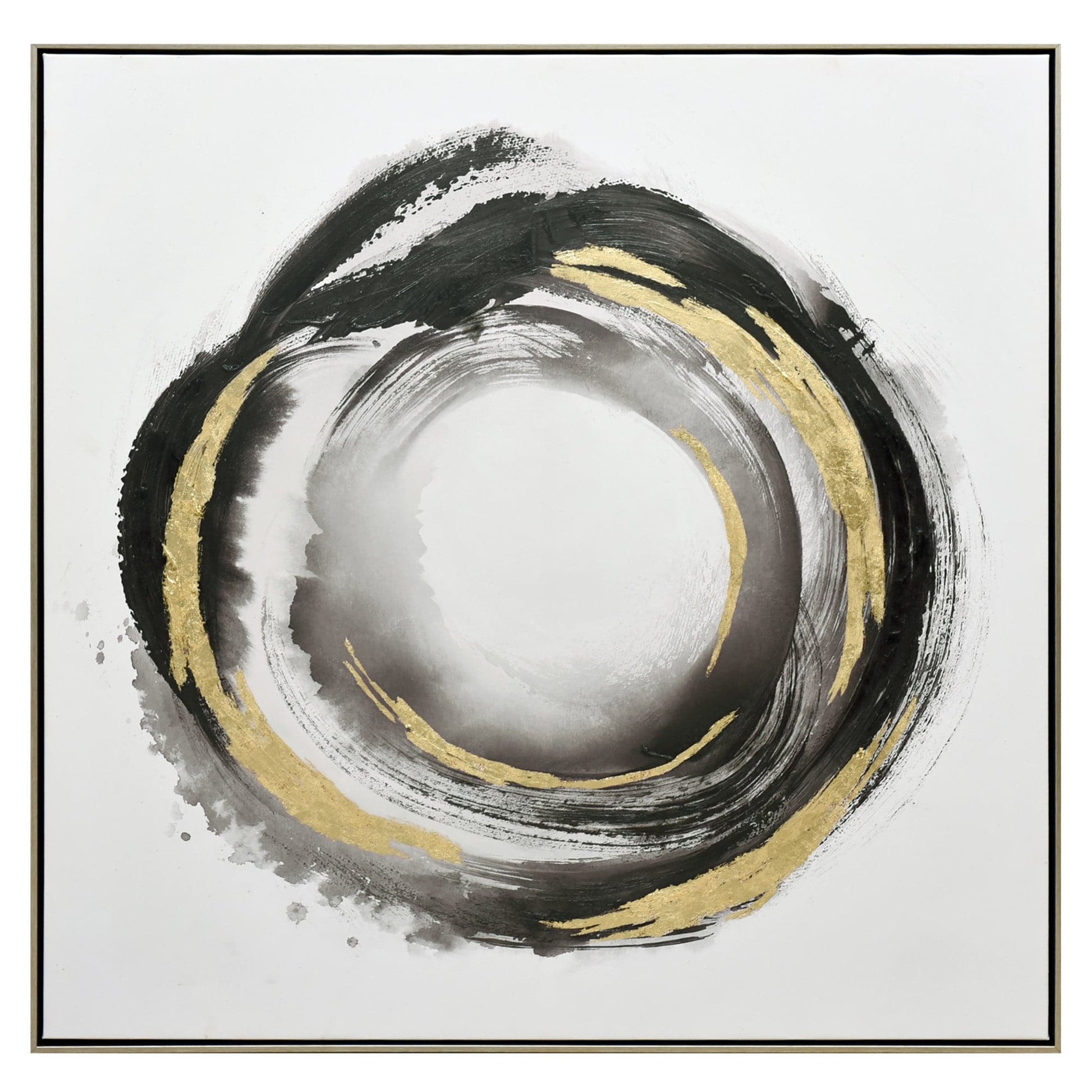 Orbiting Elegance Champagne Framed Canvas Wall Art -100X100cm - STripleB 