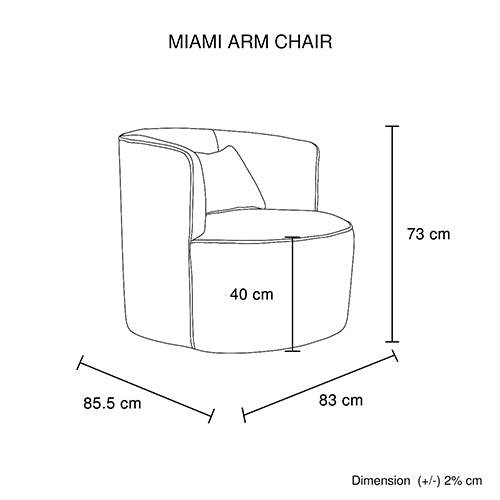 Miami Armchair - Grey - Measurements - STripleB 