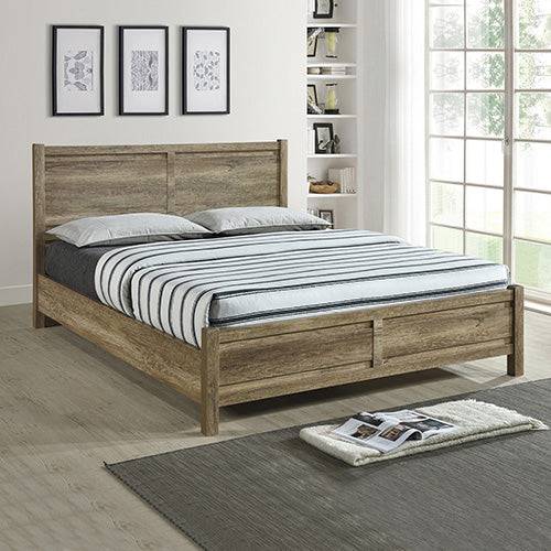 King Size - 5 PCs Bedroom Suite - Natural Wood-Oak Colour (Bed, Bedside Table, Tallboy & Dresser) - STripleB 