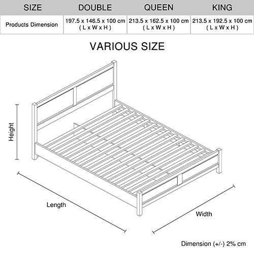 King Size - 5 PCs Bedroom Suite - Natural Wood-Oak Colour (Bed, Bedside Table, Tallboy & Dresser) - STripleB 