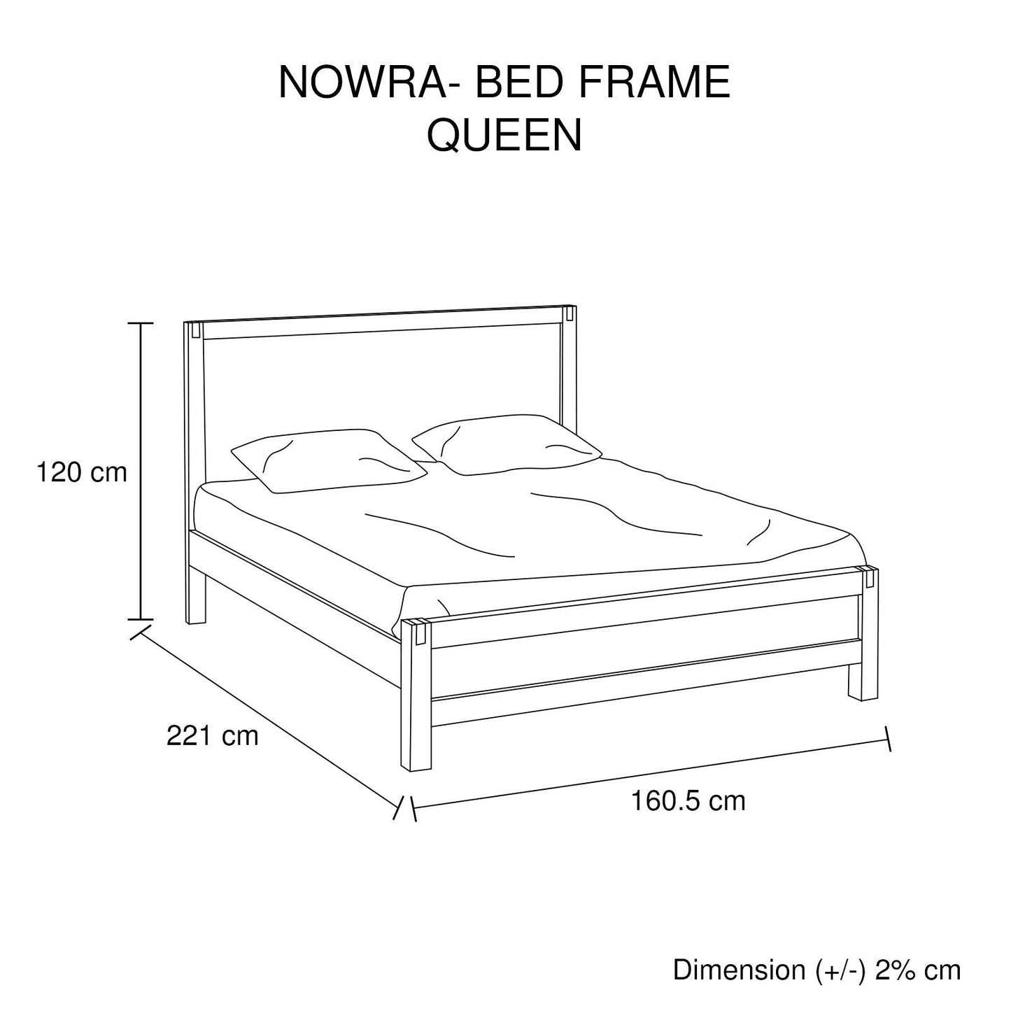 Queen Sized - Bed Frame - Solid Veneered Acacia - STripleB