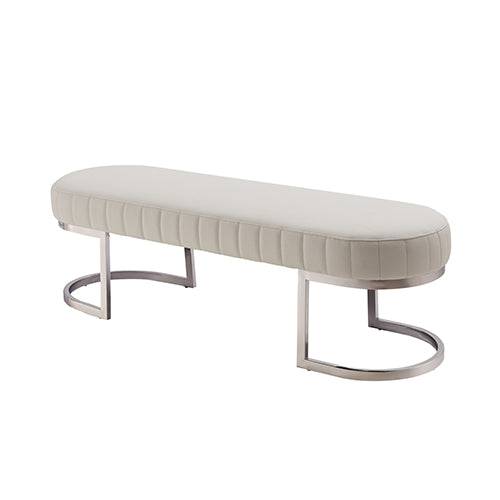 Bench Seat / Ottoman Leather Padded Upholstered - White - STripleB 