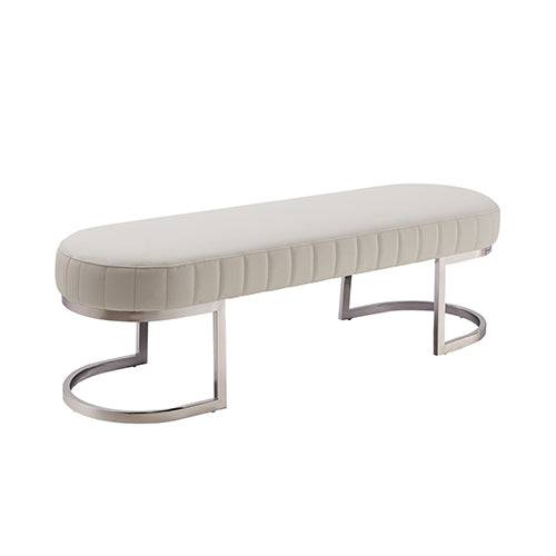 Bench Seat / Ottoman Leather Padded Upholstered - White - STripleB 