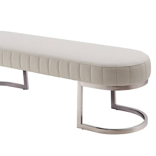 Bench Seat / Ottoman Leather Padded Upholstered - White - STripleB 