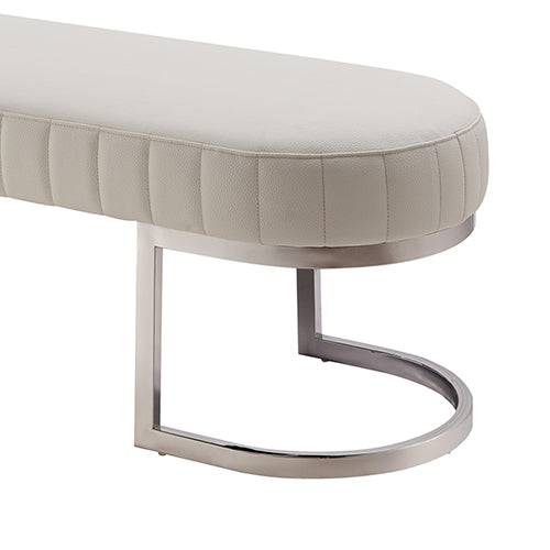 Bench Seat / Ottoman Leather Padded Upholstered - White - STripleB 