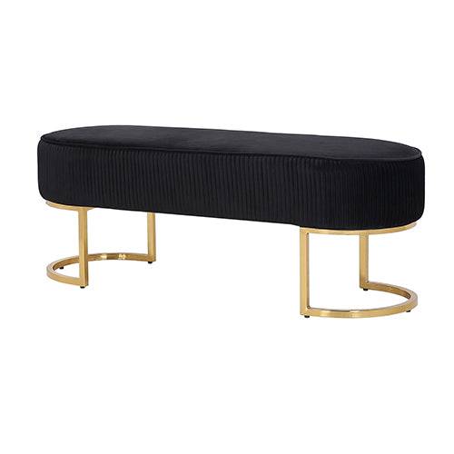 Noori Bench Chair / Ottoman - Black Velvet - STripleB 