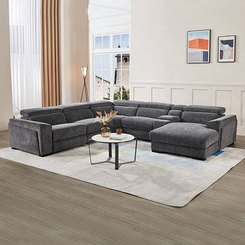 Corner Sofa Chaise - Premium Fabric - Electric Recliner - Grey - STripleB 