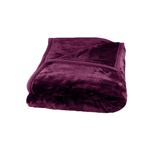 Queen - 2 Ply Faux Mink Blanket - Plum - STripleB