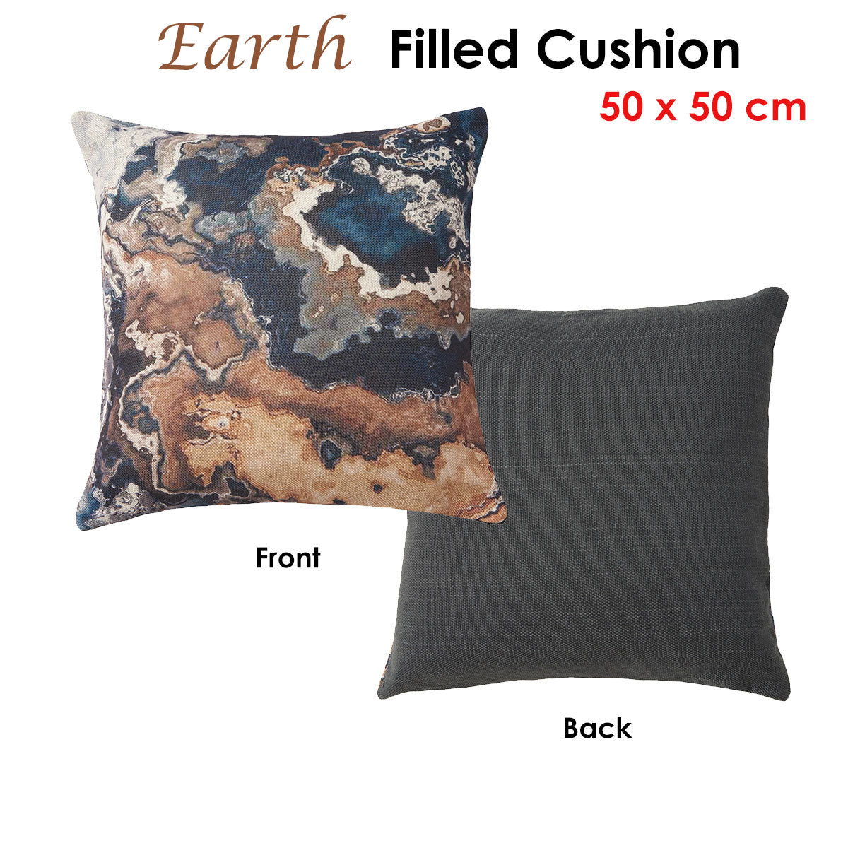 Earth Filled Cushion - 50 x 50 cm - STripleB