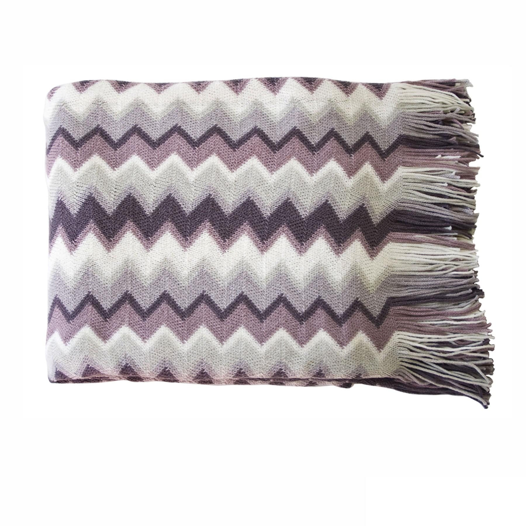 Chevron Knitted Throw Lilac Mix - STripleB 