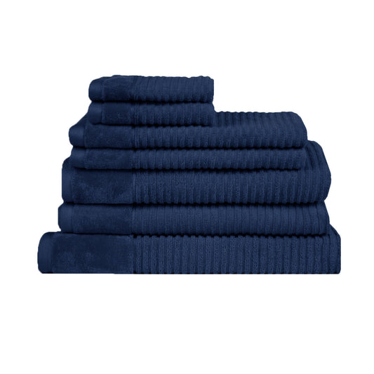 7 Piece Cotton Bath Towel Set - Navy