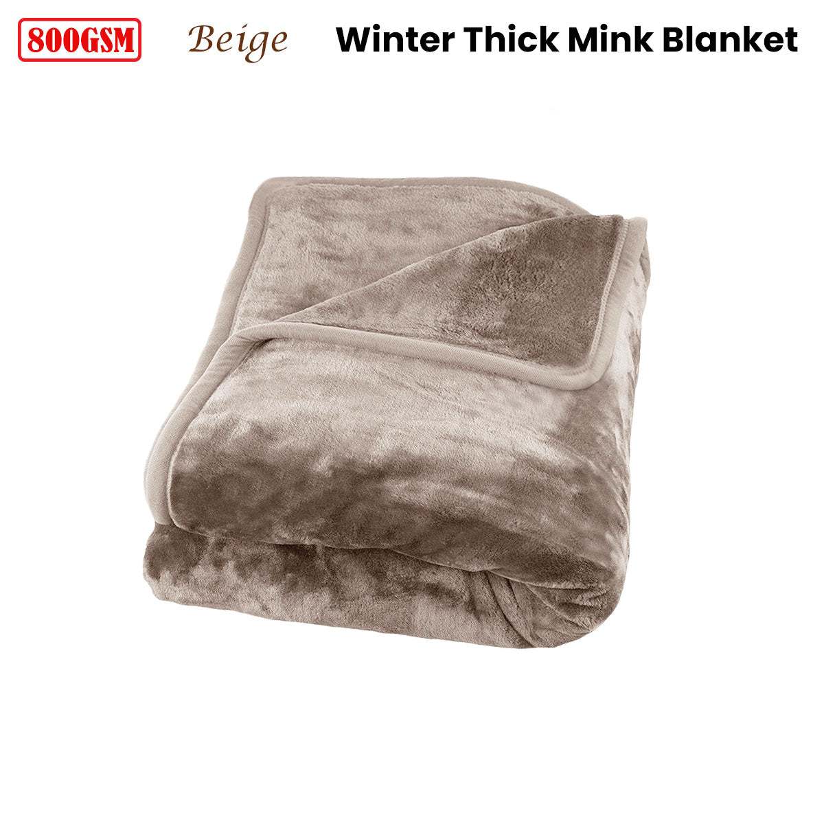 J Elliot Home 800GSM Luxury Winter Thick Mink Blanket Beige King - STripleB