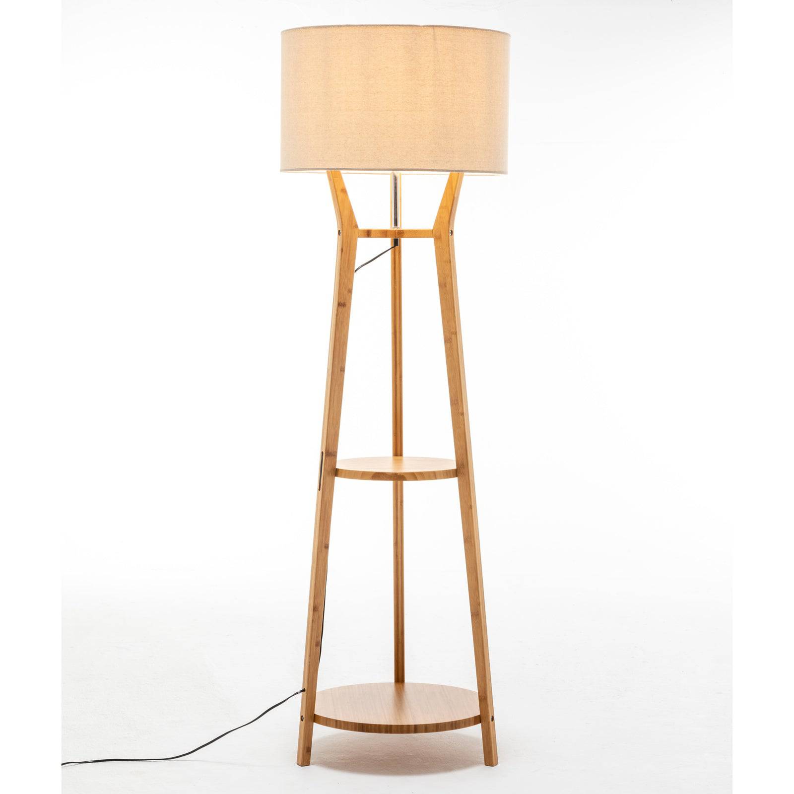 Large Bamboo Wooden Tripod Floor Lamp Light - STripleB 