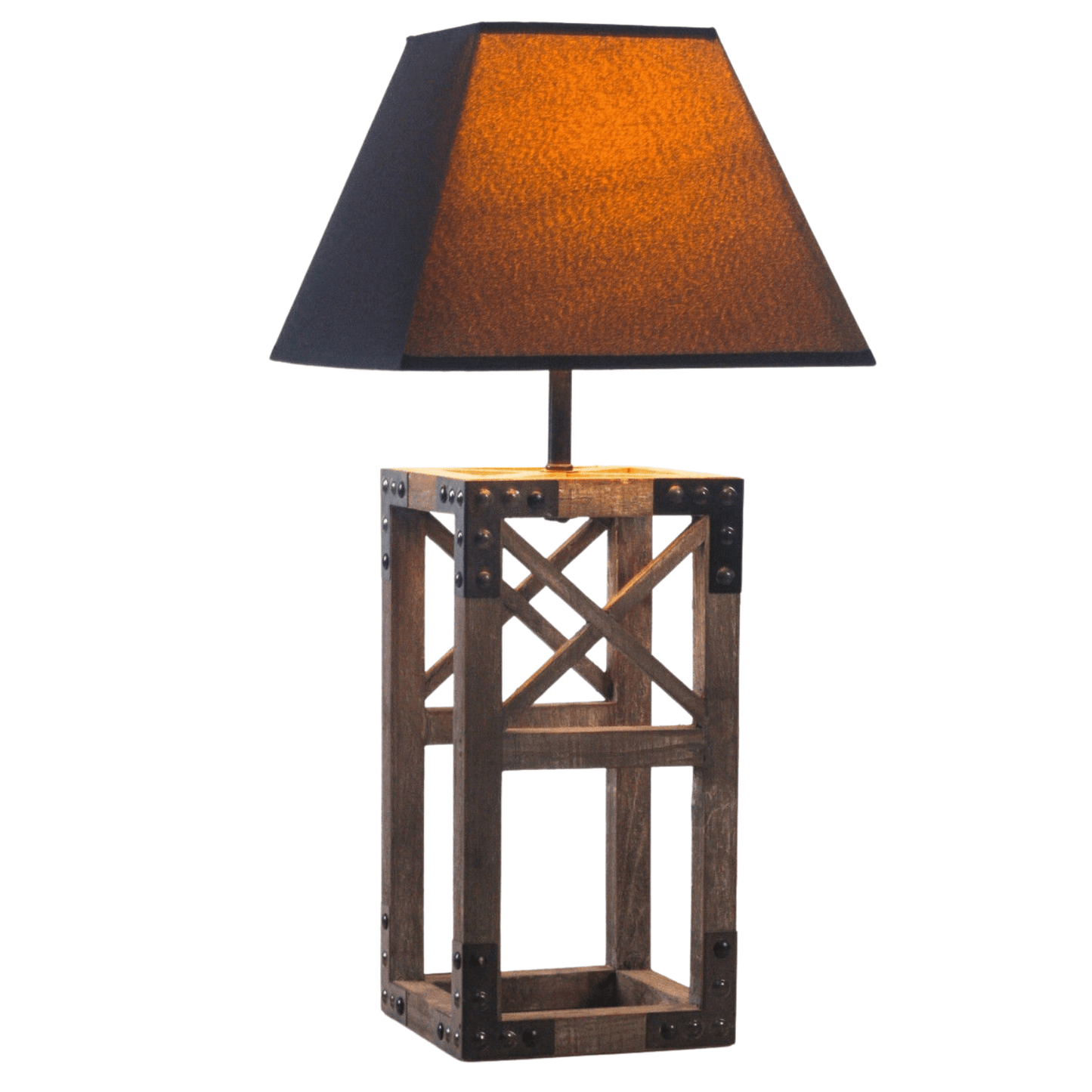 Designer Wooden TABLE LAMP Modern Rustic Geo Industrial Retro Desk Light - STripleB 