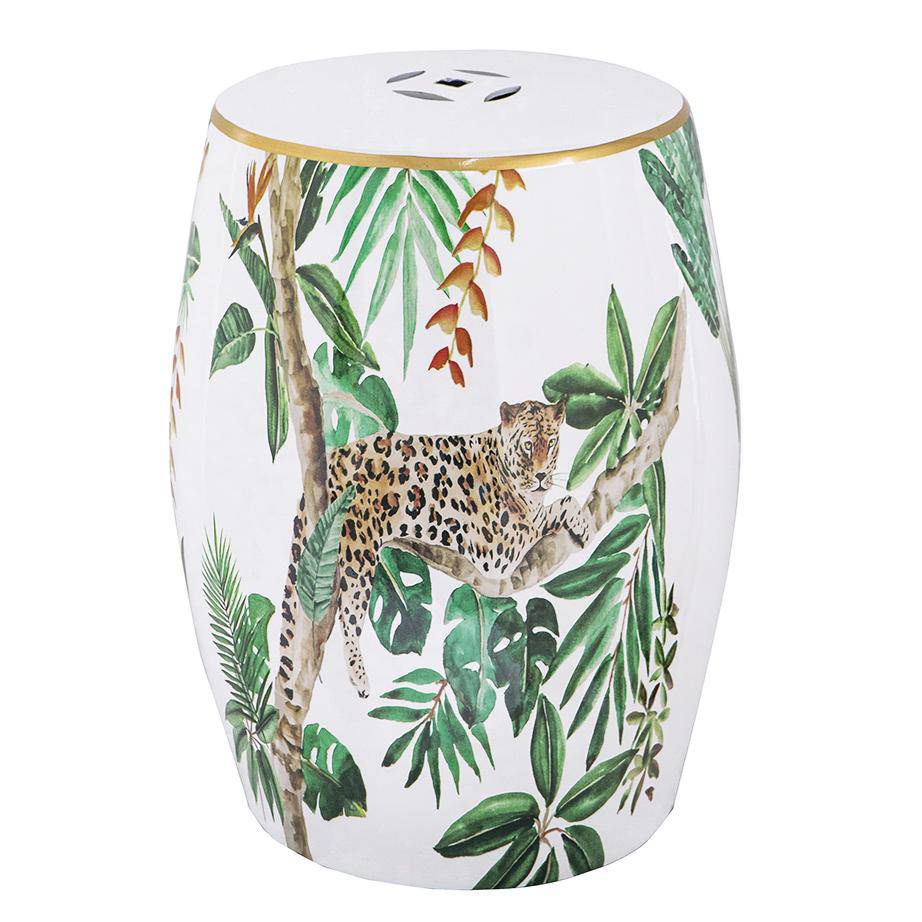 Leopard Design - Ceramic Side Table / Stool - STripleB 