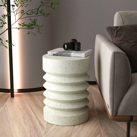 Cement Side Table - Cream - STripleB 