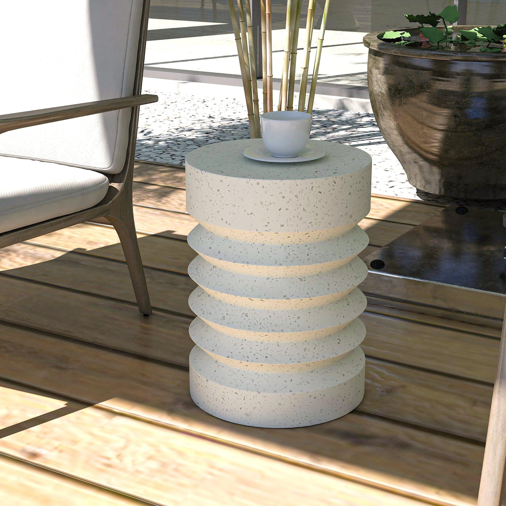 Cement Side Table - Cream - STripleB 