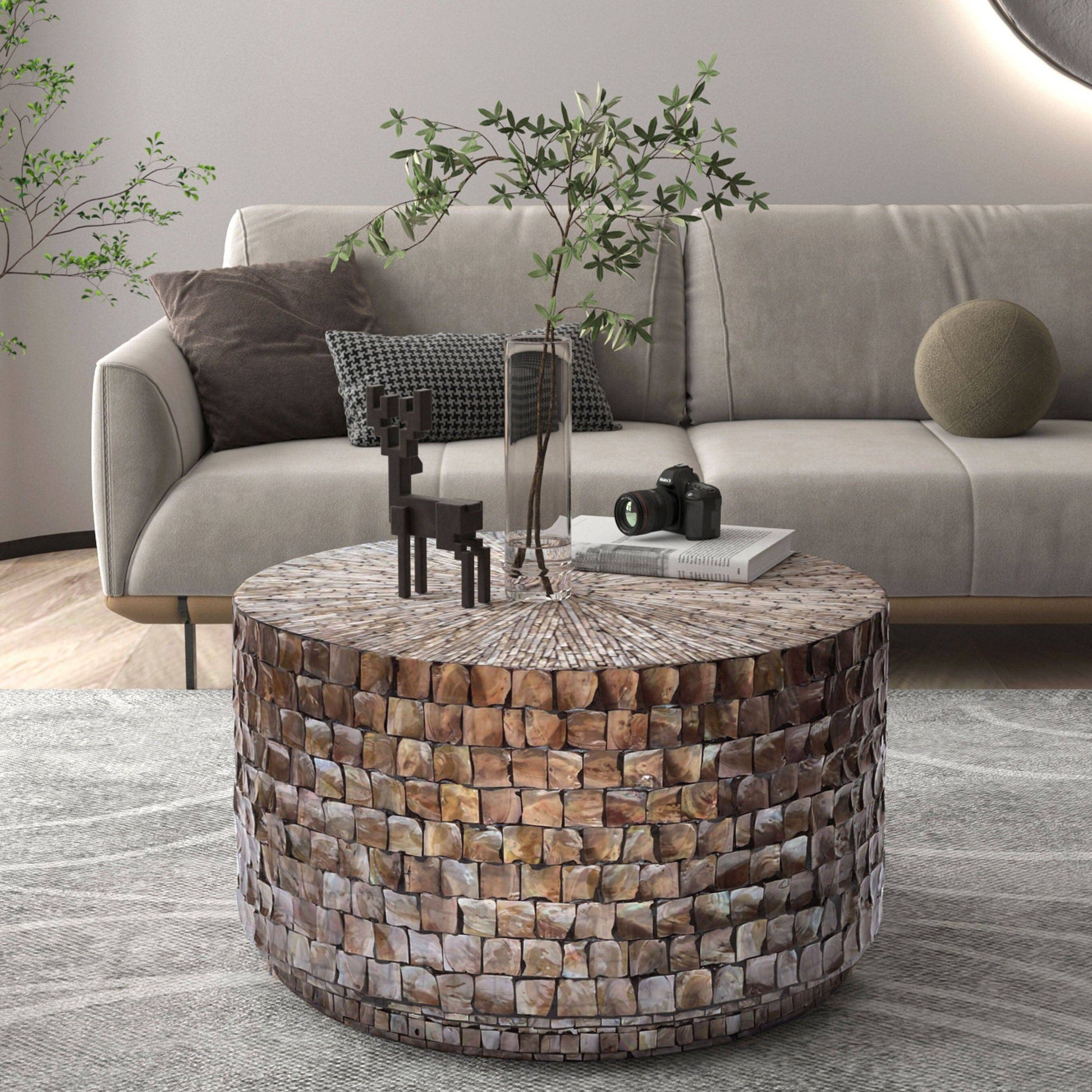 Mother of Pearl Round Coffee Table - STripleB 