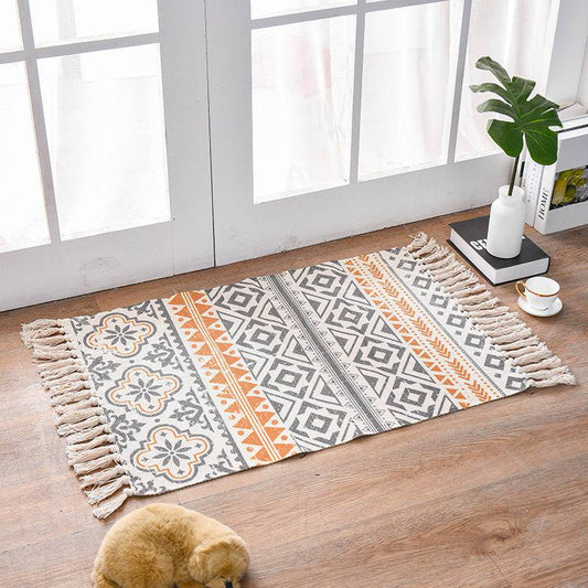 Bohemian Cotton Area Rug with Tassels - 60x90cm - STripleB 