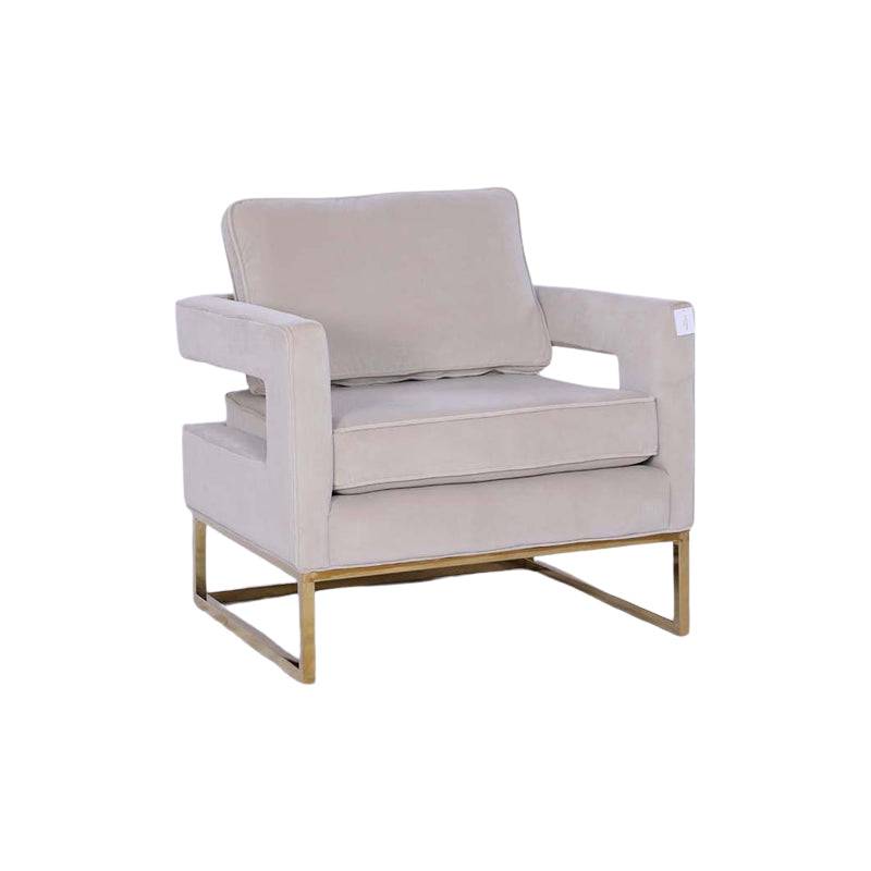 Beige - Golden Framed Bottom Armed Accent Chair - STripleB 