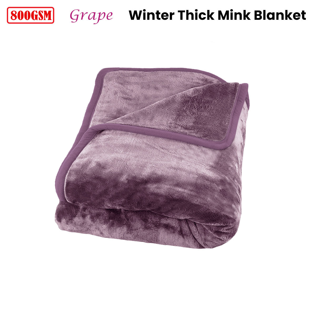 J Elliot Home 800GSM Luxury Winter Thick Mink Blanket Grape Queen - STripleB
