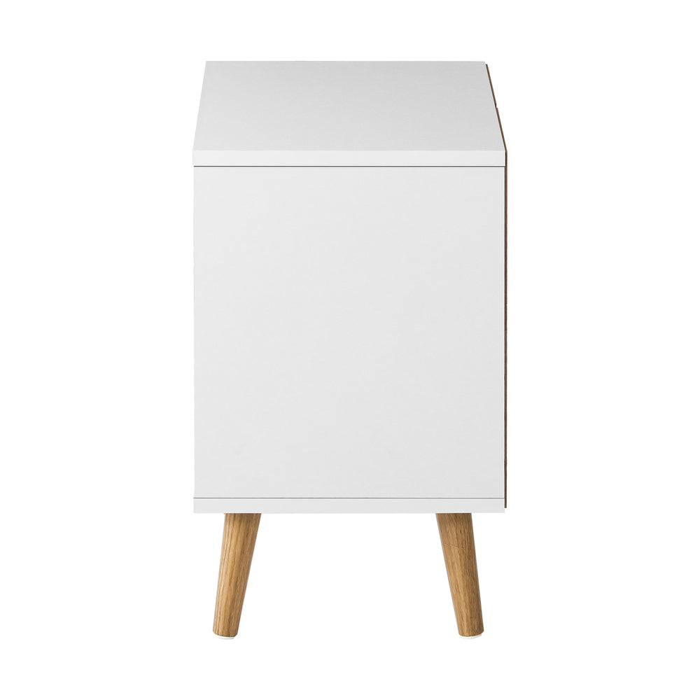 Bedside Table with 2 Drawers Air Gap Handle White - STripleB