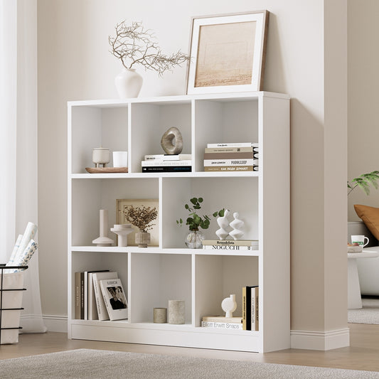 White Bookshelf Display Shelves Storage Organizer Unit - STripleB