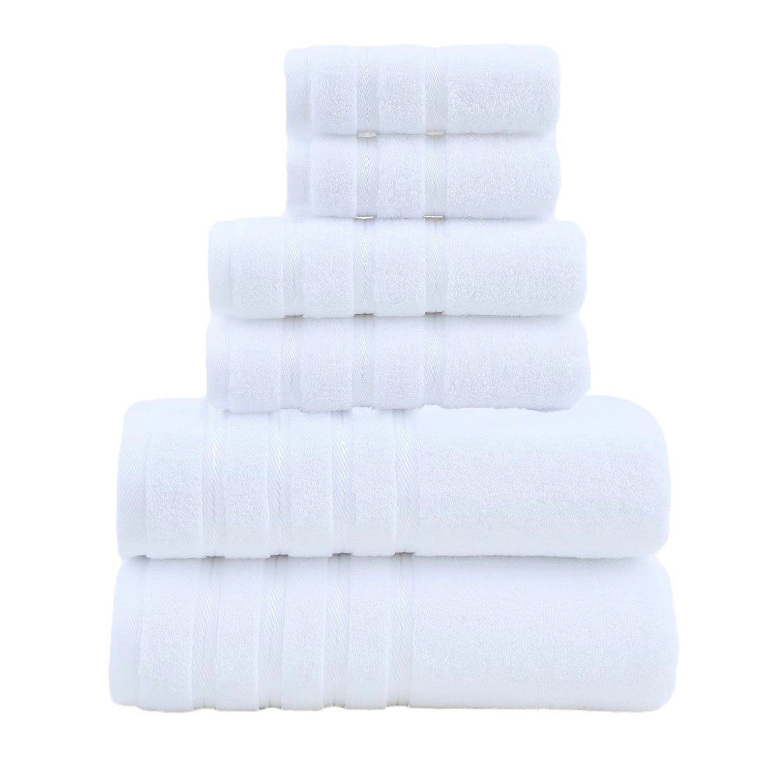 White - Luxury Cotton Towel Set - 6-Piece - STripleB