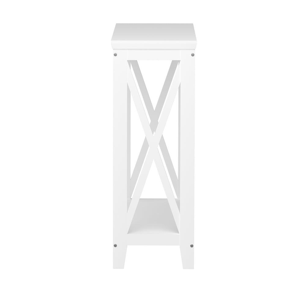 Wooden 2 Tier Console Table X Design White - STripleB