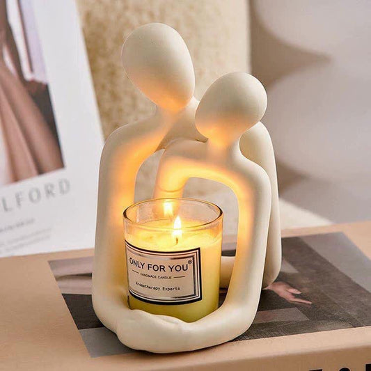 White Abstract Romantic Couple Candle Holder - STripleB