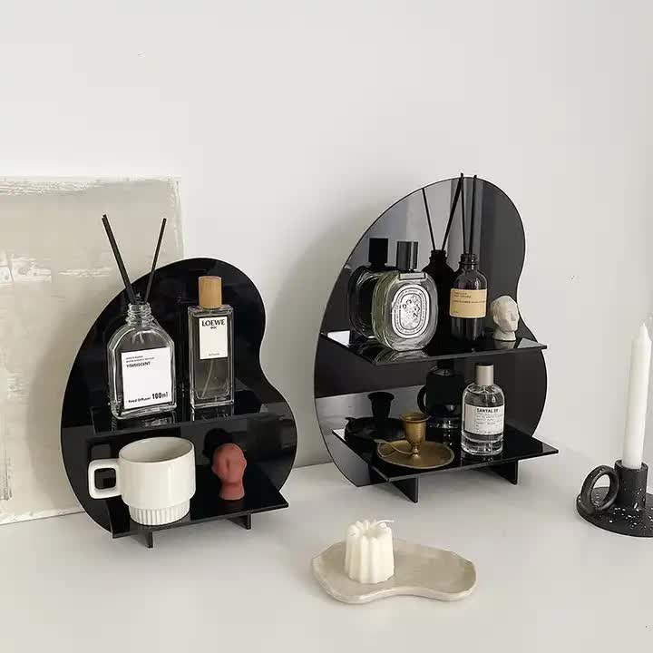 an -& Acrylic Display Shelf - (Cosmetics, Candles, and Decorative Items) - Small - black example - STripleB