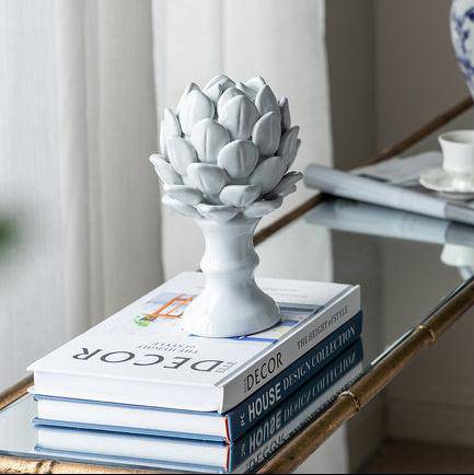 White Ceramic Artichoke Sculpture - STripleB 